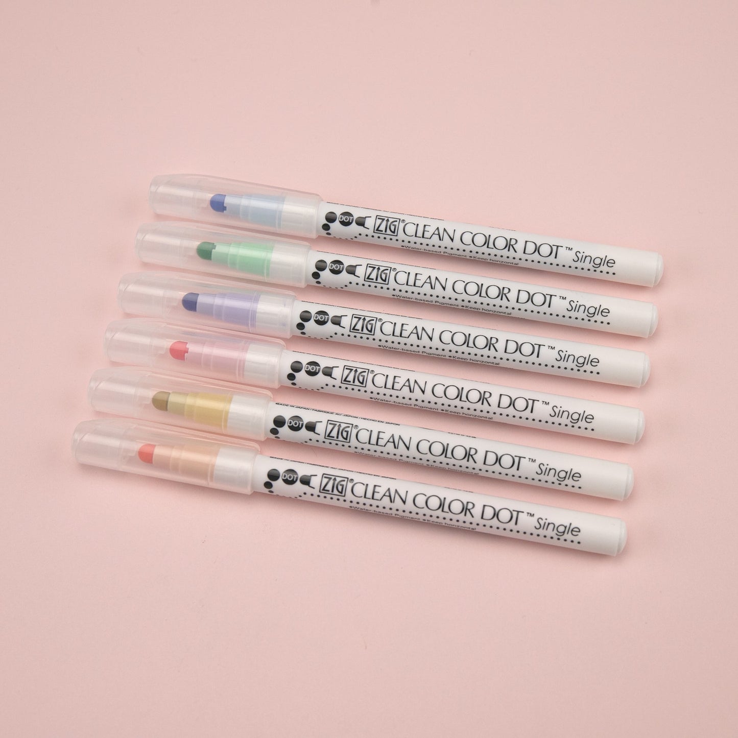 Kuretake Zig Clean Colour Dot Single Marker -  6 Colors Set - Stationery Pal